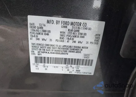 2017 Ford Edge Sel z USA, uszkodzony, nr VIN 2FMPK4J94HBB25070